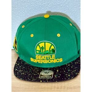 47 Brand Hardwood Classics NBA Seattle Supersonics Splatter Snapback Hat NWT